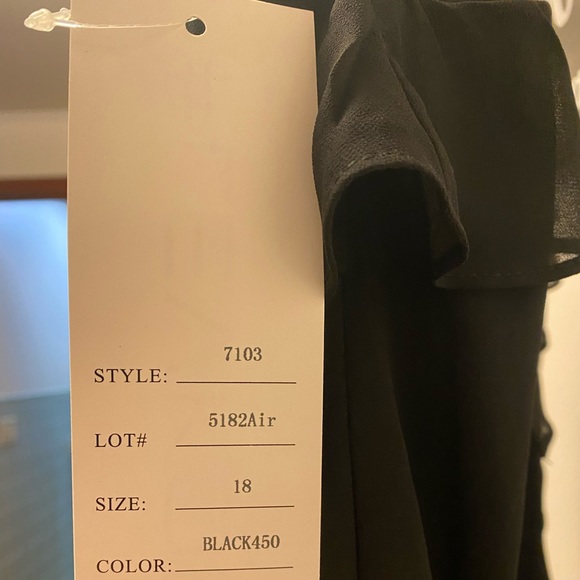 NWT Bill Levkoff Black Chiffon V-neck A-line Dress - Picture 6 of 8